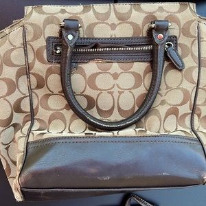 Coach purse with wallet, brown. Used, cute little coach purse